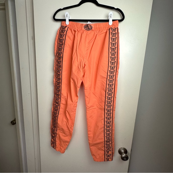 Petals and Peacock Orange Butterflies Crinkle Track/Skate Snap Button Pants S - Picture 4 of 16